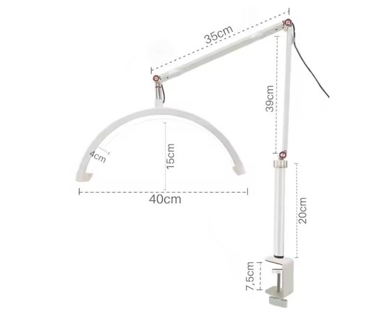 Изображение 2 Бестеневая настольная лампа HD-М3X-pro (40 см) на струбцине для освещения 20 Вт Белый