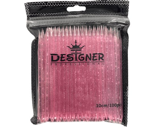 Изображение 2 Reusable Plastic (Orange) Designer Cuticle Sticks, 10 cm, 100 pcs/pack. Pink