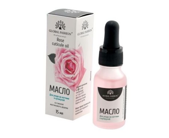 Изображение  Oil for nails and cuticles Global Fashion 15 ml, Rose, Aroma: Rose