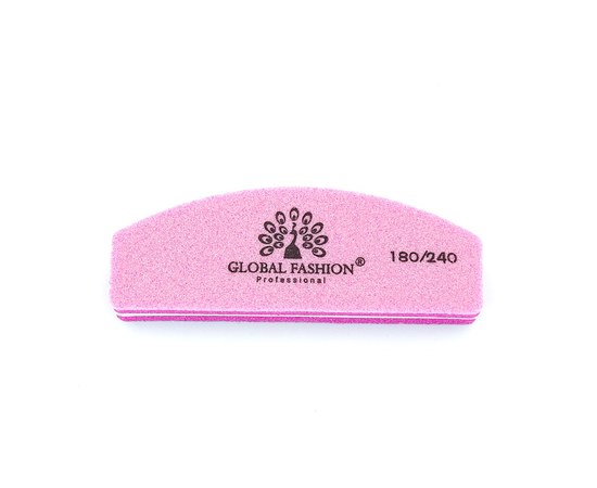 Изображение  Пилка-бафик для полировки ногтей 180/240 грит 85 мм — двусторонняя Global Fashion