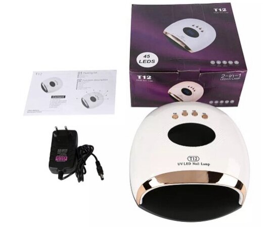 Изображение 8 UV/LED лампа T12 для сушки гель лака и геля LED с дисплеем 158 Вт. Белый