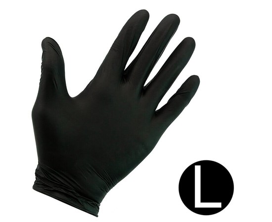 Изображение 2 Nitrile powder-free black gloves 100 pcs, L, Glove size: L