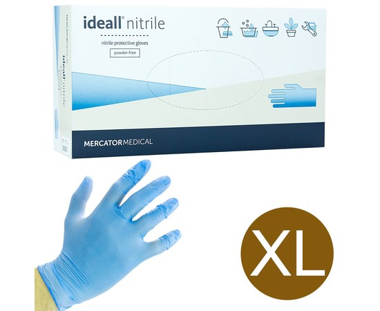 Изображение  Nitrile gloves Mercator Medical ideall nitrile 100 pcs, XL Blue