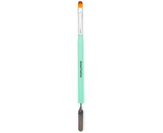 Изображение  Brush for poly-gel, acrylic-gel with a spatula №8 Global Fashion green