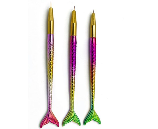 Зображення  Пензлики лайнери набір Global Fashion для малювання 3 шт з красивою ручкою