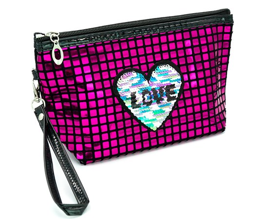 Изображение  Косметичка - сумочка с сердечком, малиновая