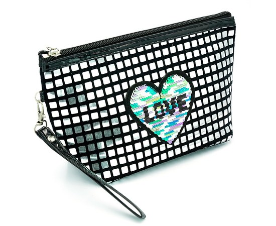 Изображение  Косметичка - сумочка с сердечком, серебро