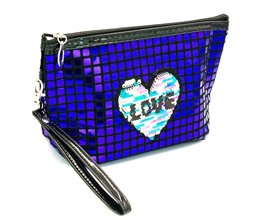 Изображение  Косметичка - сумочка с сердечком, синяя