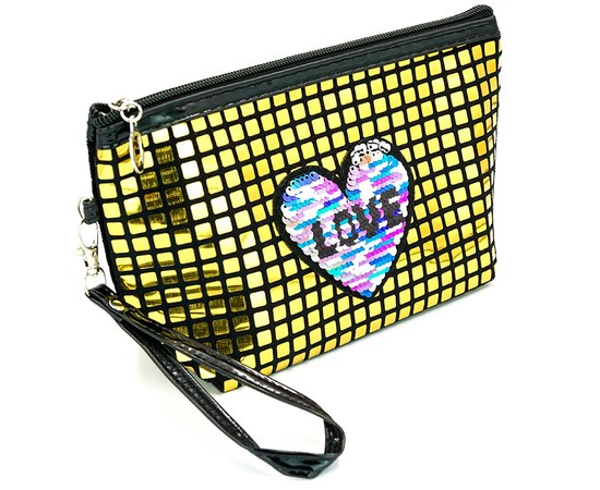 Изображение  Косметичка - сумочка с сердечком, золото