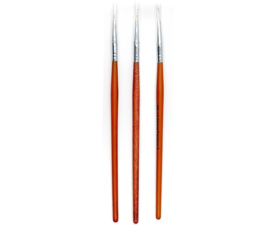 Изображение  Set of brushes for nail art 3pcs Global Fashion - Hair liner