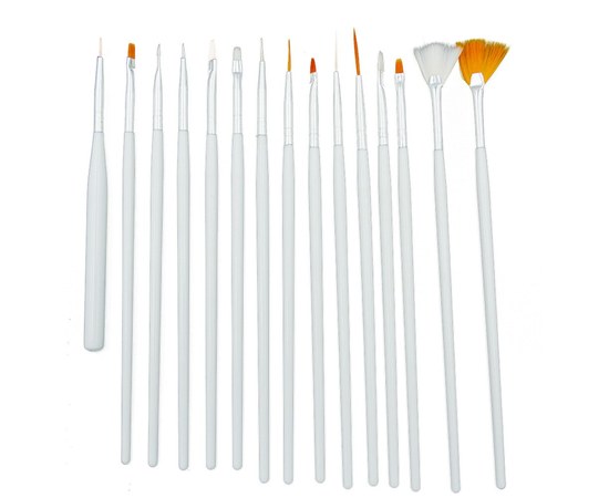 Изображение  Set of brushes for manicure 15 pcs Starlet Professional white