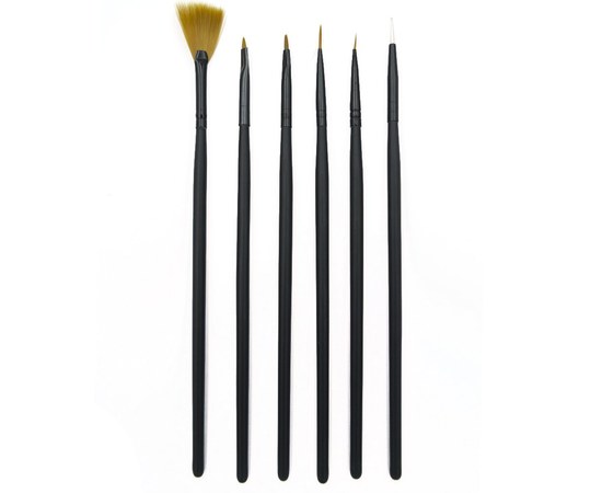 Изображение  Set of brushes for manicure 6 pcs different – Black