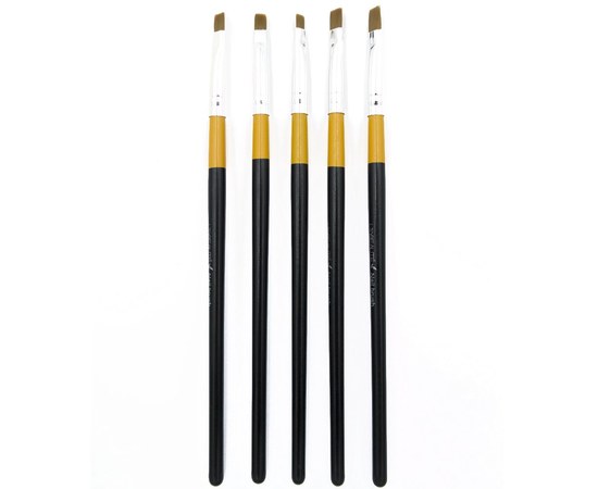 Изображение  Set of brushes for manicure Lilly Beaute 5 pcs flat different sizes – Black-orange