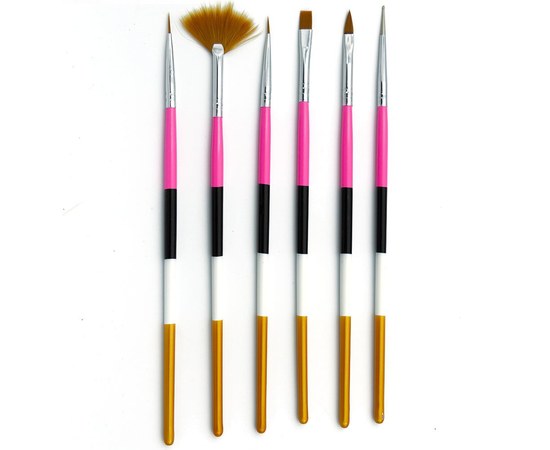 Изображение  Set of brushes for painting on nails Global Fashion 6 pcs