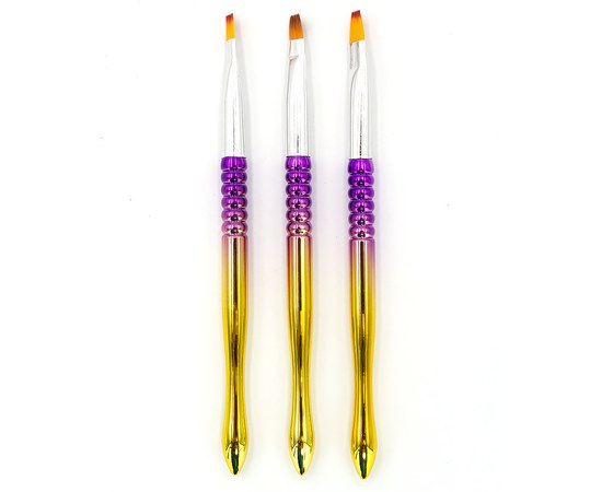 Зображення  Набір пензликів для полігеля 3 шт з золотими ручками