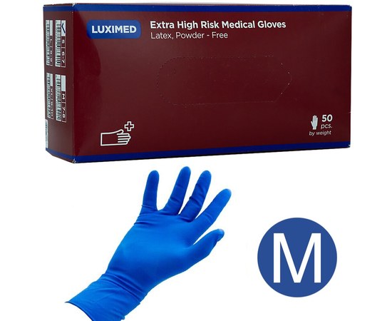 Изображение  Latex gloves 50 grams thick, 50 pcs M disposable LUXIMED
