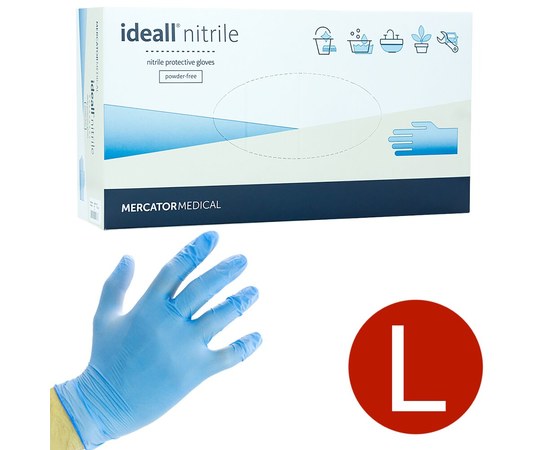 Изображение  Nitrile gloves Mercator Medical ideall nitrile 100 pcs, L Blue