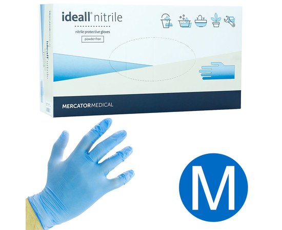 Изображение  Nitrile gloves Mercator Medical ideall nitrile 100 pcs, M Blue