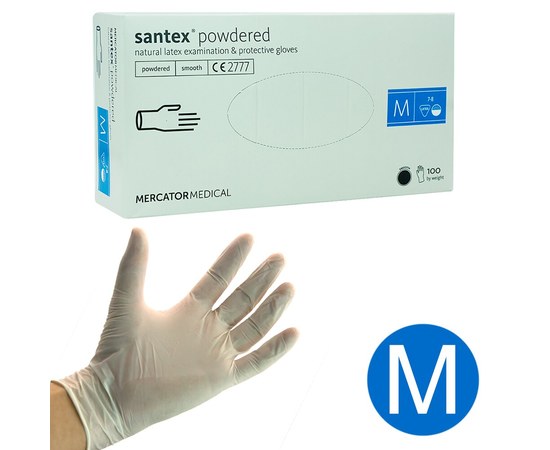 Изображение  Latex gloves Mercator Medical santex powdered 100 pcs, M White