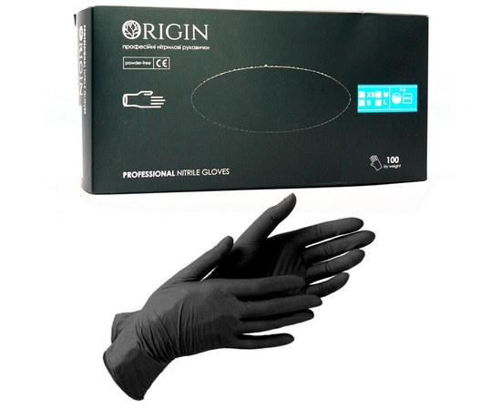 Изображение  Перчатки нитриловые одноразовые RIGIN 100 шт, S Черные