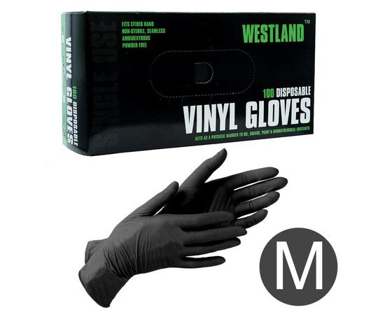 Изображение  Disposable vinyl gloves Westland 100 pcs, M black