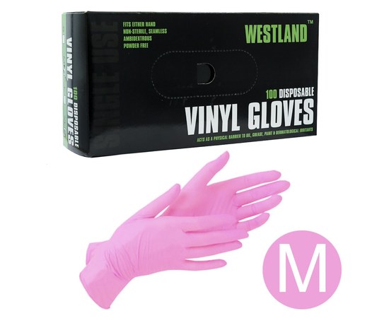 Изображение  Disposable vinyl gloves Westland 100 pcs, M pink