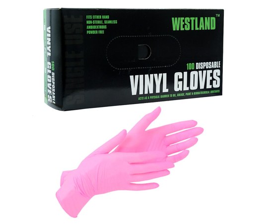 Изображение  Disposable vinyl gloves Westland 100 pcs, S pink