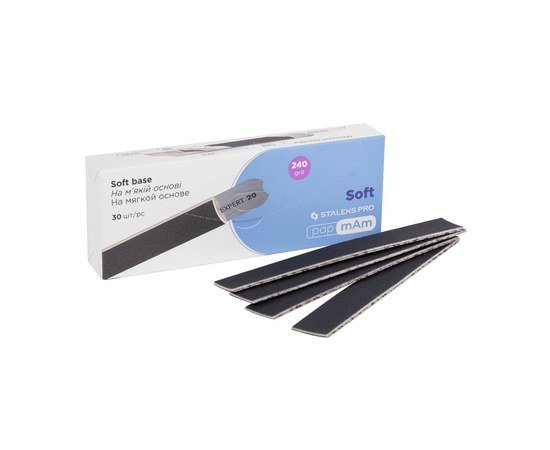 Изображение  PapmAm replacement files on a soft base for a straight file 240 grit STALEKS PRO EXPERT 20 (DFCE-20-240), 30 pcs