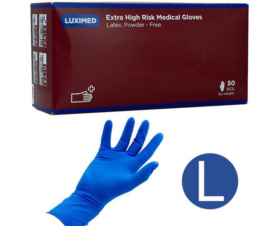 Изображение  Latex gloves 50 grams thick, 50 pcs L disposable LUXIMED