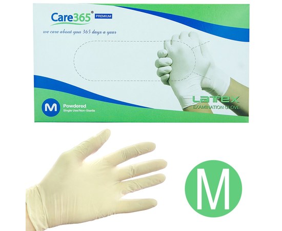Изображение  Disposable latex powdered gloves Care 365, 100 pcs M, White