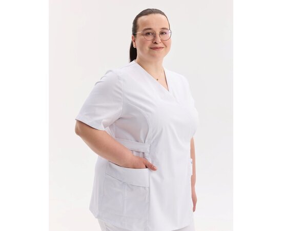 Изображение 2 Медицинская рубашка женская Киото белая +SIZE р. 58, "БЕЛЫЙ ХАЛАТ" 574-324-679, Размер: 58, Цвет: белый