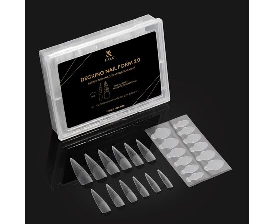 Изображение 2 Верхние формы для моделирования FOX Decking Nail form 2.0 Удлиненный Миндаль, 120 шт