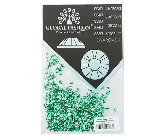 Зображення  Декоративне каміння для манікюру Global Fashion SWAROVSKI, Зелені
