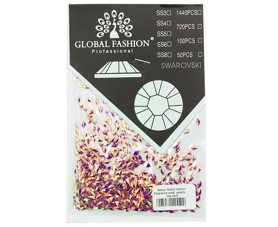 Изображение  Decorative stones for manicure Global Fashion SWAROVSKI, Gold