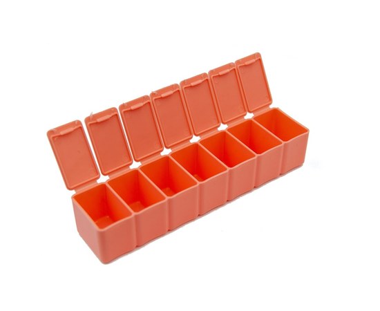 Изображение  Pill box with 7 compartments 13x3 cm, pink