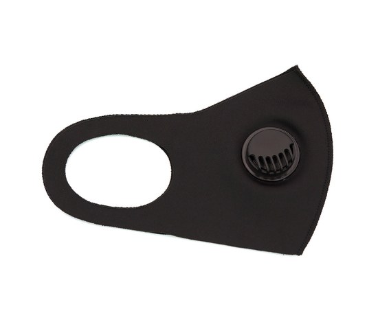 Изображение  Маска защитная с клапаном, многоразовая, тканевая, чёрная Fashion Mask