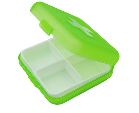 Изображение  Pill box for decoration with 4 compartments, green