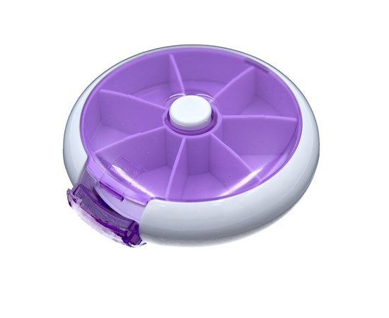Изображение  Round pill box with switch, purple