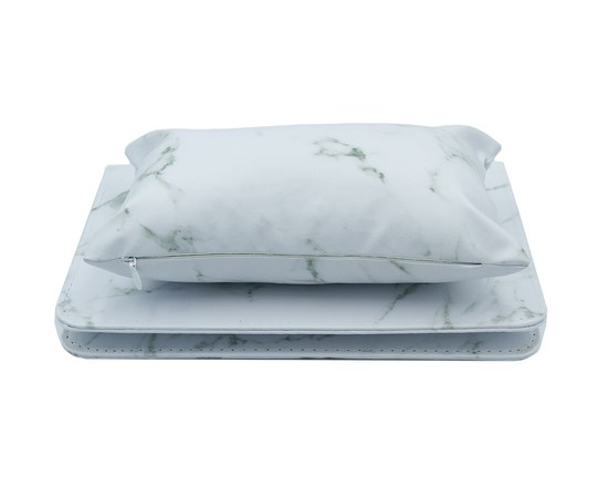 Изображение  Armrest with manicure mat, white marble