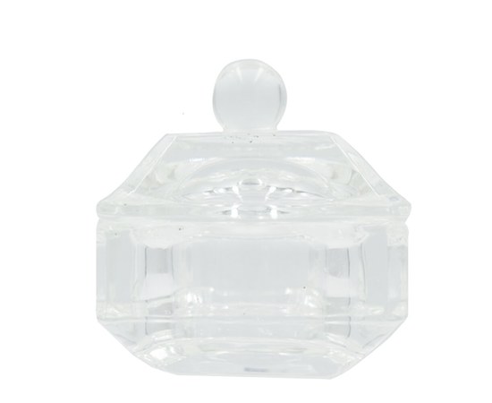 Зображення  Стаканчик скляний з кришечкою для хни, фарби, мономера, багатокутник