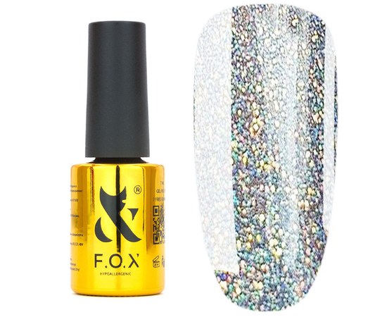 Изображение  Top for gel polish with sparkles FOX Top Opal, 7 ml