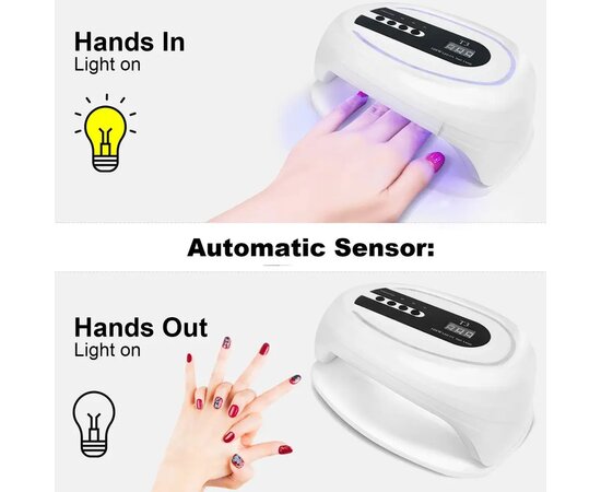 Изображение 4 UV/LED лампа T3 для сушки гель лака и геля LED c дисплеем, на две руки 108 Вт.
