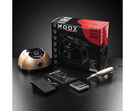 Зображення 4 Професійний фрезер MOOX X802 на 65 Вт. - 50000 об./хв. для манікюру та педикюру Золото