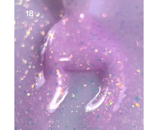 Изображение 2 Жидкий полигель Luxton Liquid Poly Gel 18 лиловый с блестками и талью, 10 мл, Объем (мл, г): 10, Вариант: 18