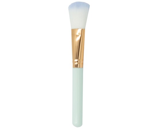 Изображение  Professional make-up brush, golden with turquoise handle