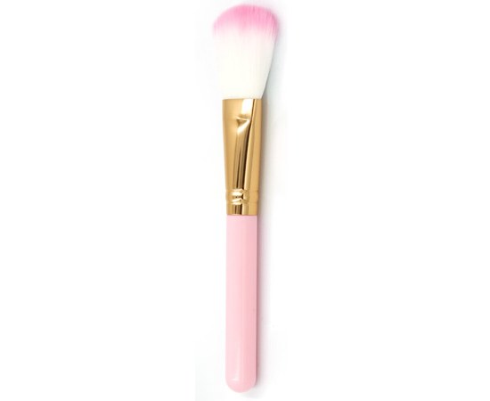 Изображение  Кисть профессиональная для макияжа лица, золотистая с розовой ручкой