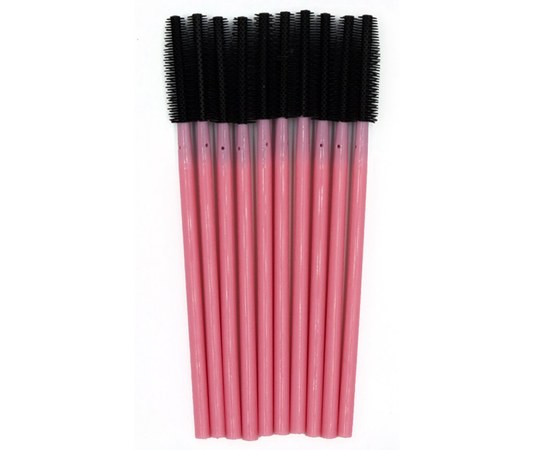 Изображение  Щеточка для бровей и ресниц прямая силиконовая 10 шт, розовая
