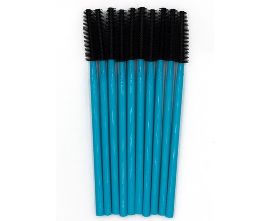 Изображение  Щеточка для бровей и ресниц прямая силиконовая 10 шт, синяя