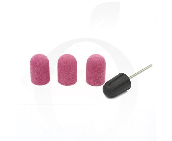 Изображение  Emery cap Global Fashion 10 x 15 mm, 100 grit 3 pcs + bits, Pink