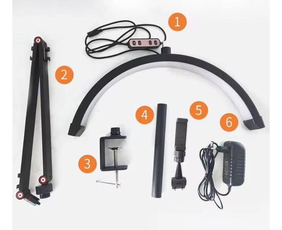 Изображение 3 Бестеневая настольная лампа HD-М3X-pro (40 см) на струбцине для освещения (+держатель для телефона) черная, 20 Вт